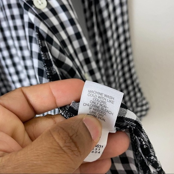 J Jill Gingham Checks Black White Button Up Tunic size S Small - Picture 8 of 10